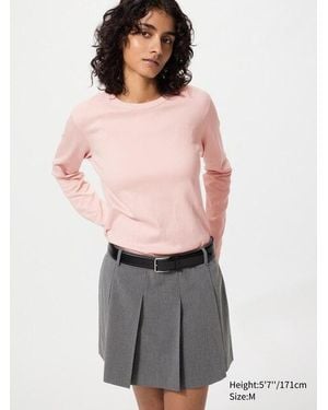 Uniqlo Baumwolle Langarmshirt (Soft, Stretch) - Grau