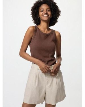 Uniqlo Top Con Reggiseno A Coste - Marrone