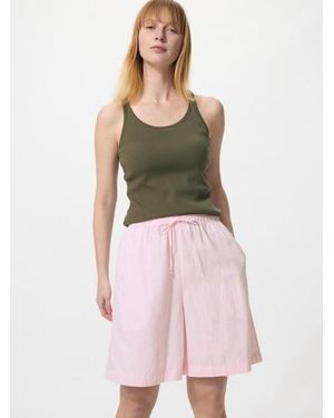 Uniqlo Linen Blend Easy Shorts (Striped) - Pink