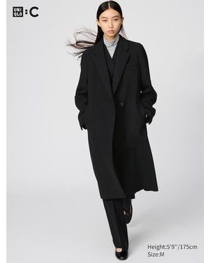 Uniqlo Abrigo Largo Lana Mezcla - Negro