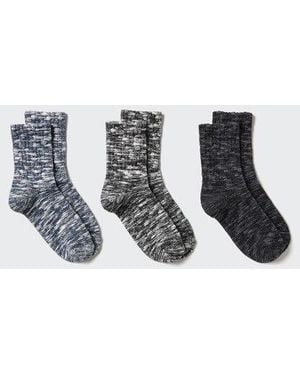 Uniqlo Socks (Crew Slub, 3 Pairs) - Metallic