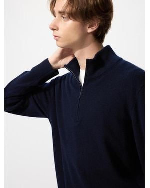 Uniqlo 100% Cashmere Half-Zip Jumper - Blue
