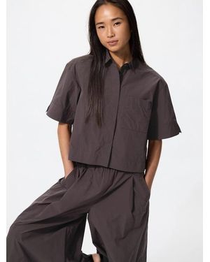 Uniqlo Nylon Boxy Short Shirt (Half Sleeve) - Black