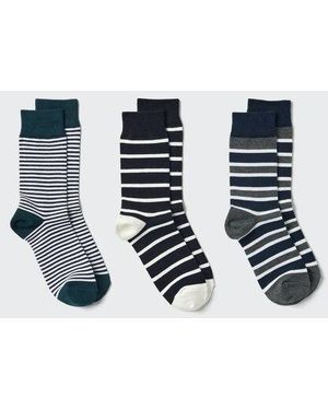 Uniqlo Socks (Striped, 3 Pairs) - Blue