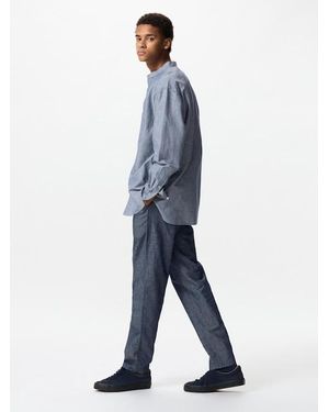 Uniqlo Pantalón Lino Mezcla (Relax) - Azul
