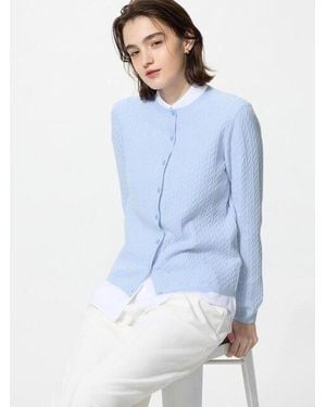 Uniqlo Cárdigan Trenzado Cuello Redondo - Azul