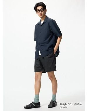 Uniqlo Linen Blend Easy Shorts - Blue
