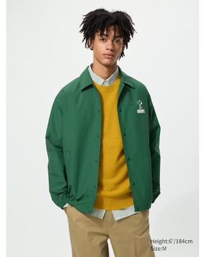 Uniqlo Peanuts Ut Graphic Coach Jacket - Green