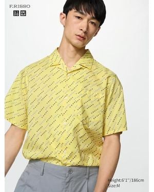 Uniqlo Broad Shirt (Short Sleeve, Printed) - Yellow