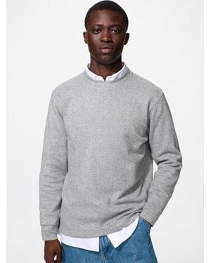 Uniqlo Strickfleece Langarmshirt (Soft, Rundhals) - Grau
