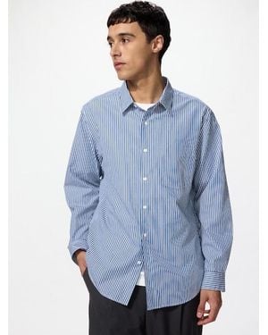Uniqlo Broadcloth Regular Fit Shirt (Regular Collar, Striped) - Blue