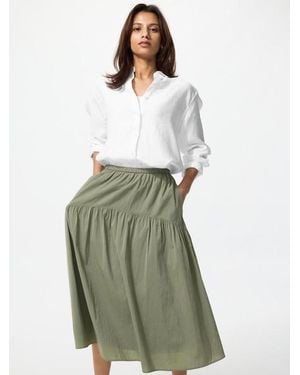 Uniqlo Falda Nailon Fruncida - Blanco