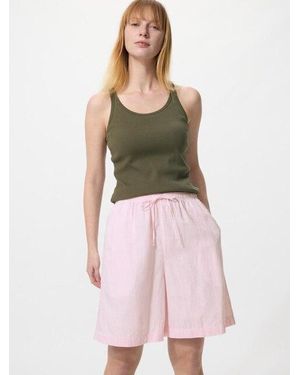 Uniqlo Linen Blend Easy Shorts (Striped) - Pink
