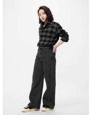 Uniqlo High Rise Wide Jeans (Shorter) - Grey