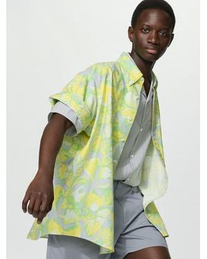 Uniqlo Oxford Oversized Shirt (Short Sleeve, Floral) - Yellow