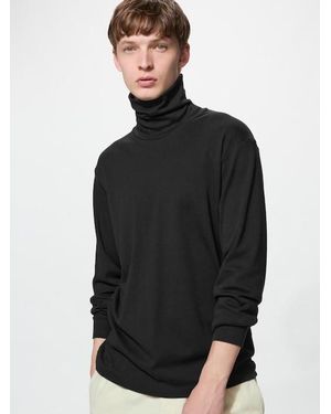 Uniqlo Soft Brushed Turtleneck T-Shirt (Long Sleeve) - Black
