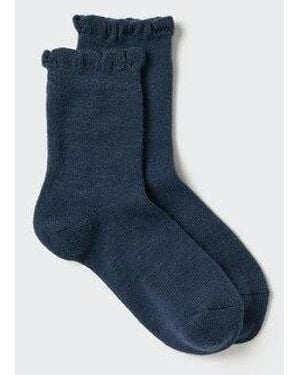 Uniqlo Heattech Thermo Socken (Rüschen) - Blau