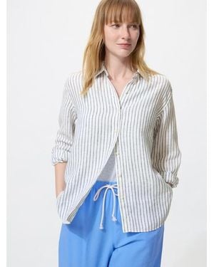 Uniqlo 100% Premium Linen Shirt (Striped) - White