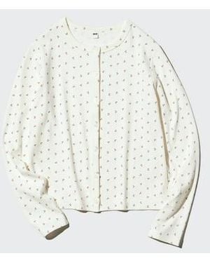 Uniqlo Pointelle Cardigan (Printed) - Grey