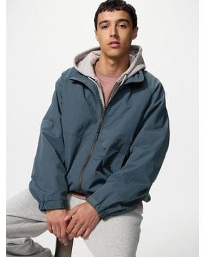 Uniqlo Windproof Stand Collar Blouson - Blue