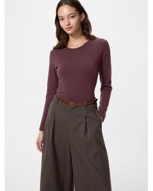 Uniqlo Heattech Ultra Warm Crew Neck T-Shirt (Long Sleeve) - Purple