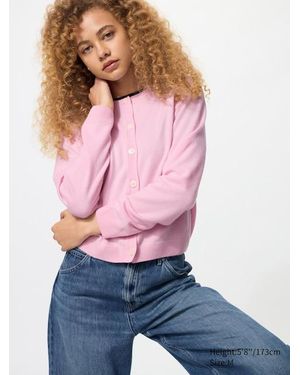Uniqlo 100% Cashmere Crew Neck Short Cardigan - Pink