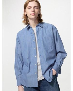 Uniqlo Broadcloth Regular Fit Shirt (Regular Collar, Striped) - Blue