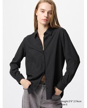 Uniqlo Blusa Viscosa Con Stampa - Nero