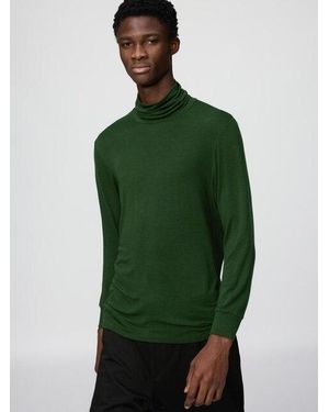 Uniqlo Heattech Extra Warm Cashmere Blend Turtleneck T-Shirt (Long Sleeve) - Green