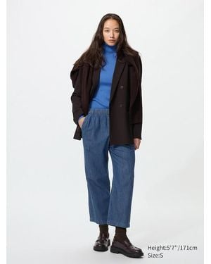 Uniqlo Cotton Relaxed Ankle Trousers (Denim) - Blue