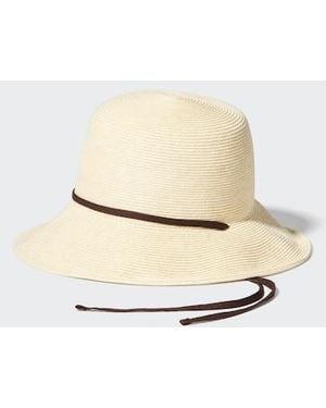 Uniqlo Uv Protection Adjustable Paper Braid Hat - White