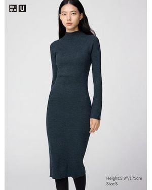 Uniqlo 3D Knit Merinowollmix Kleid (Nahtlos) - Blau