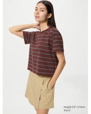 Uniqlo Washed Cotton Boxy T-Shirt (Striped) - Multicolour