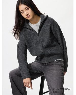Uniqlo Soufflé Yarn Full-Zip Cardigan - Black