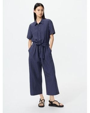 Uniqlo Tuta Misto Lino A Righe - Blu