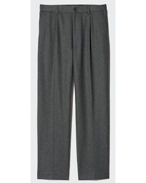 Uniqlo Pleated Wide Trousers (Brushed Jersey, Longer) - Grey