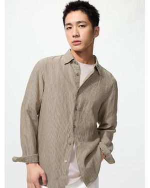Uniqlo 100% Premium Linen Shirt (Striped) - Natural