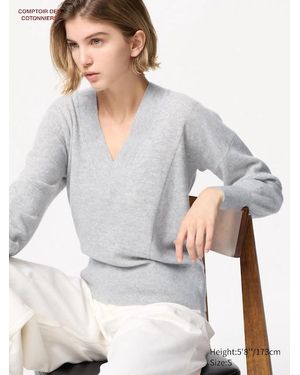 Uniqlo Jersey 100% Cashmere Cuello Pico - Gris