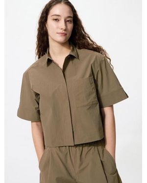 Uniqlo Nylon Boxy Short Shirt (Half Sleeve) - Brown