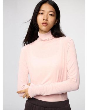 Uniqlo Heattech Extra Warm Cashmere Blend Turtleneck T-Shirt (Long Sleeve) - Pink