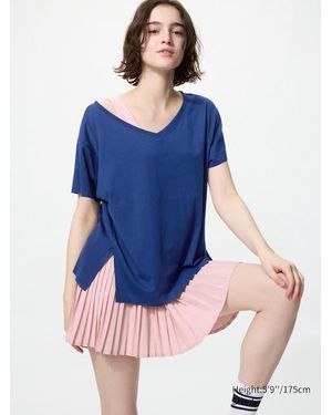 Uniqlo Airism Relaxed V Neck T-Shirt - Blue