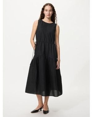 Uniqlo Linen Blend Tiered Dress (Sleeveless) - Black