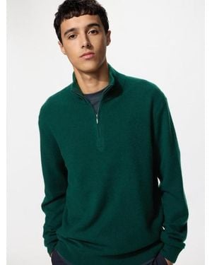 Uniqlo 100% Cashmere Half-Zip Jumper - Green