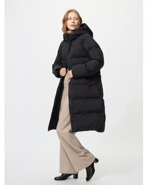 Uniqlo Abrigo Largo Plumas Sin Costuras - Negro