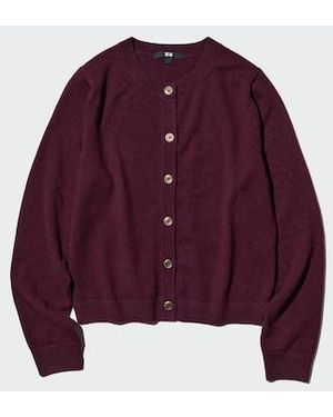 Uniqlo 100% Cashmere Crew Neck Short Cardigan - Purple