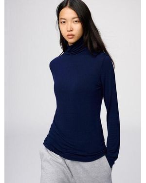 Uniqlo Heattech Extra Warm Cashmere Blend Turtleneck T-Shirt (Long Sleeve) - Blue