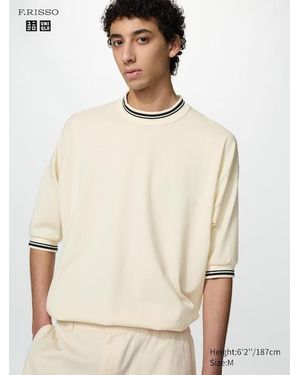 Uniqlo Maglia 100% Cotone Supima Oversized Maniche A 3/4 - Neutro
