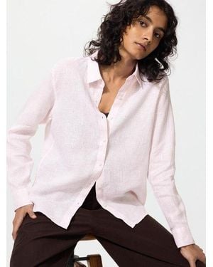 Uniqlo 100% Premium Linen Shirt (Striped) - Pink