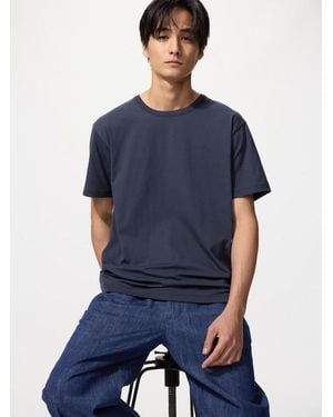 Uniqlo Airism Cotton Crew Neck T-Shirt - Blue