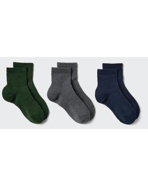 Uniqlo Socks (Crew Ribbed Pile, 3 Pairs) - Blue